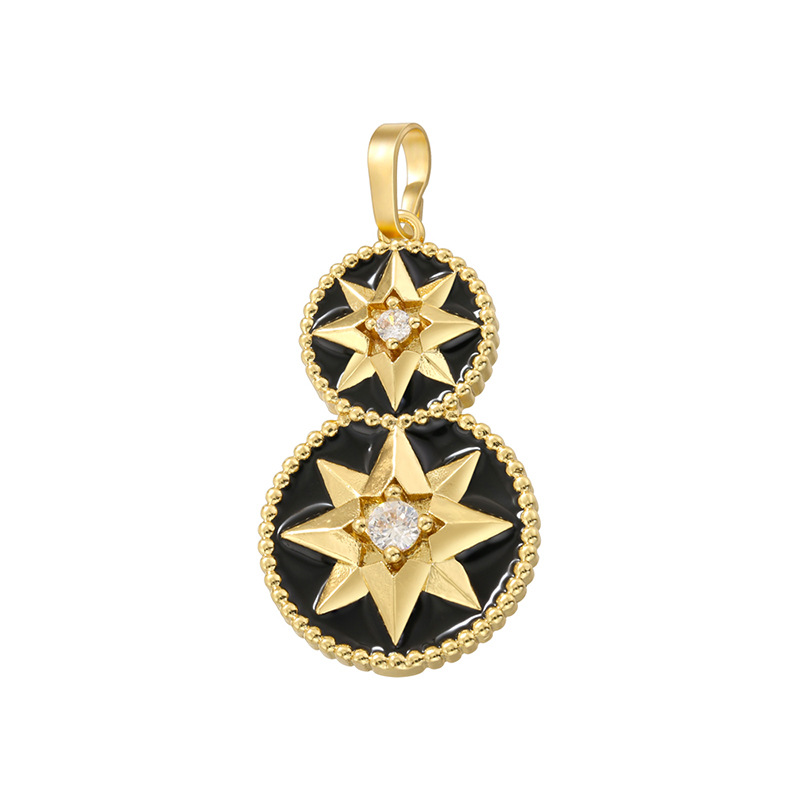 Vd1617 black eight-pointed star compass pendant