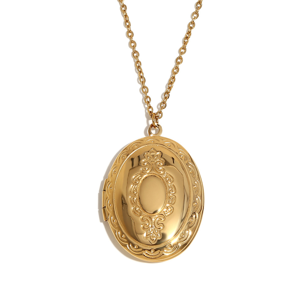 Mirror photo box pendant necklace-gold