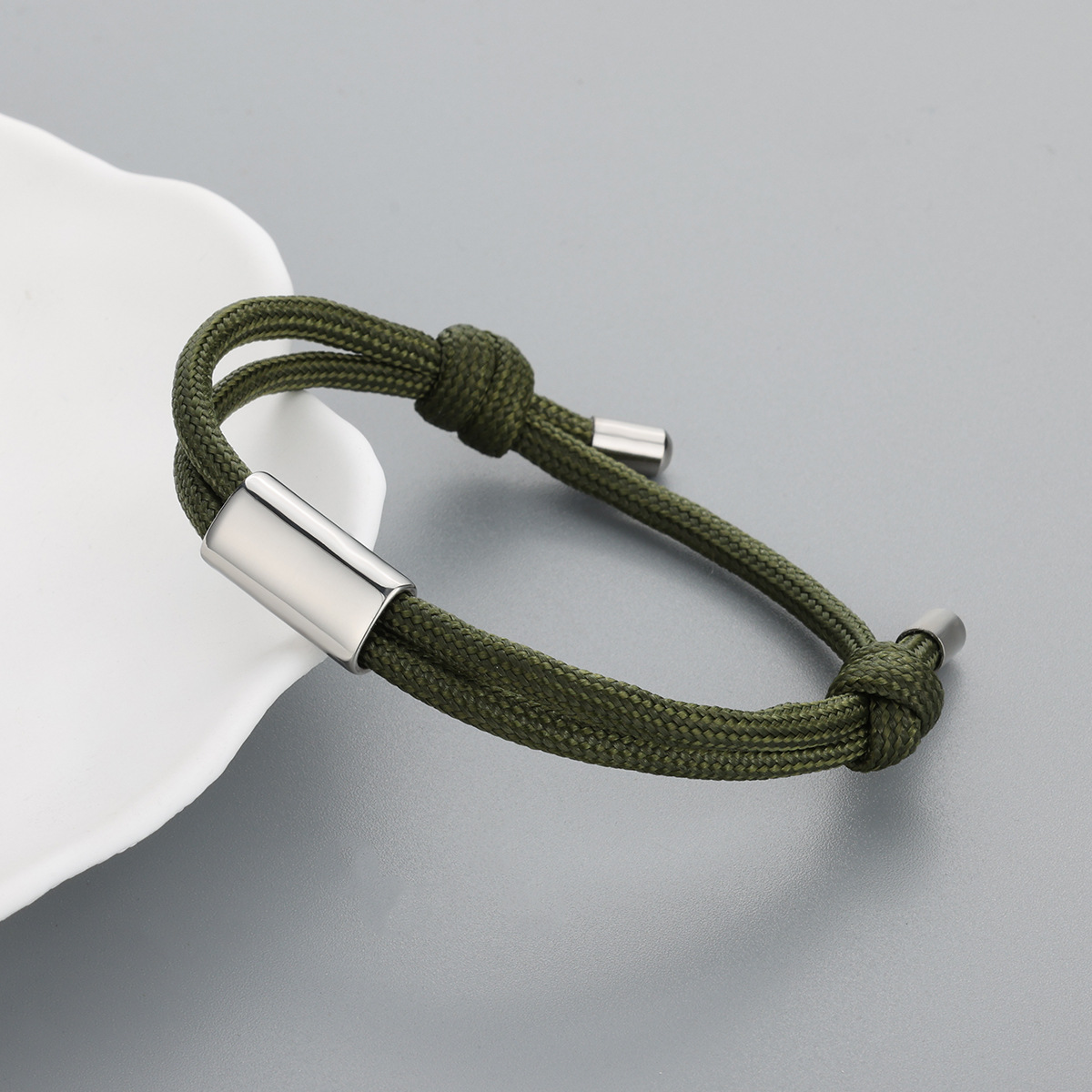 Army green silver buckle