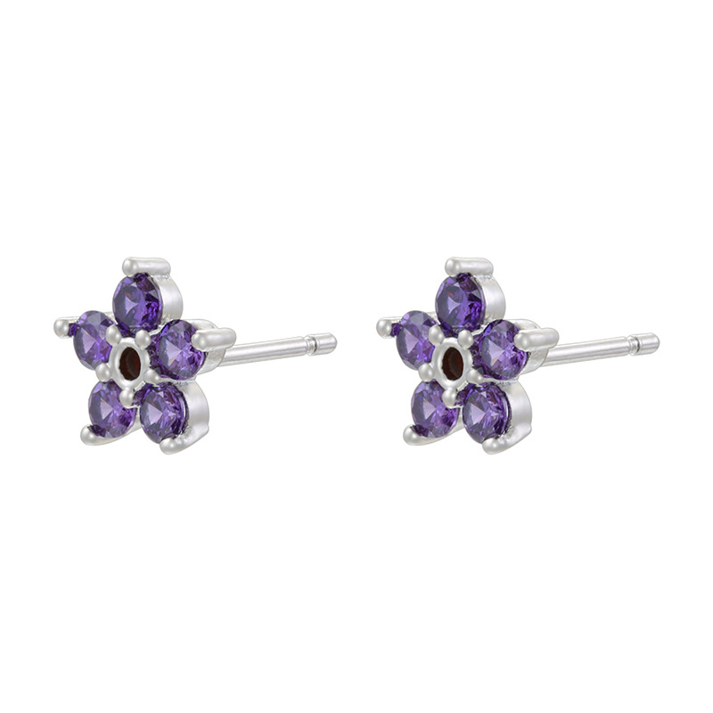 Ve1498 white gold purple diamond 1 pair