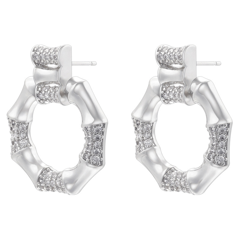 Ve1536 white gold bamboo shape 1 pair