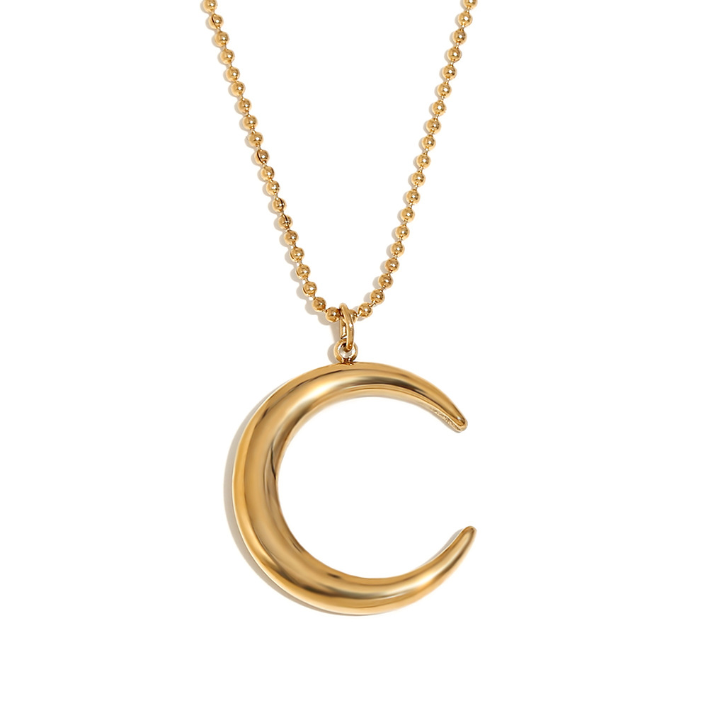 Horn pendant bead chain necklace-gold