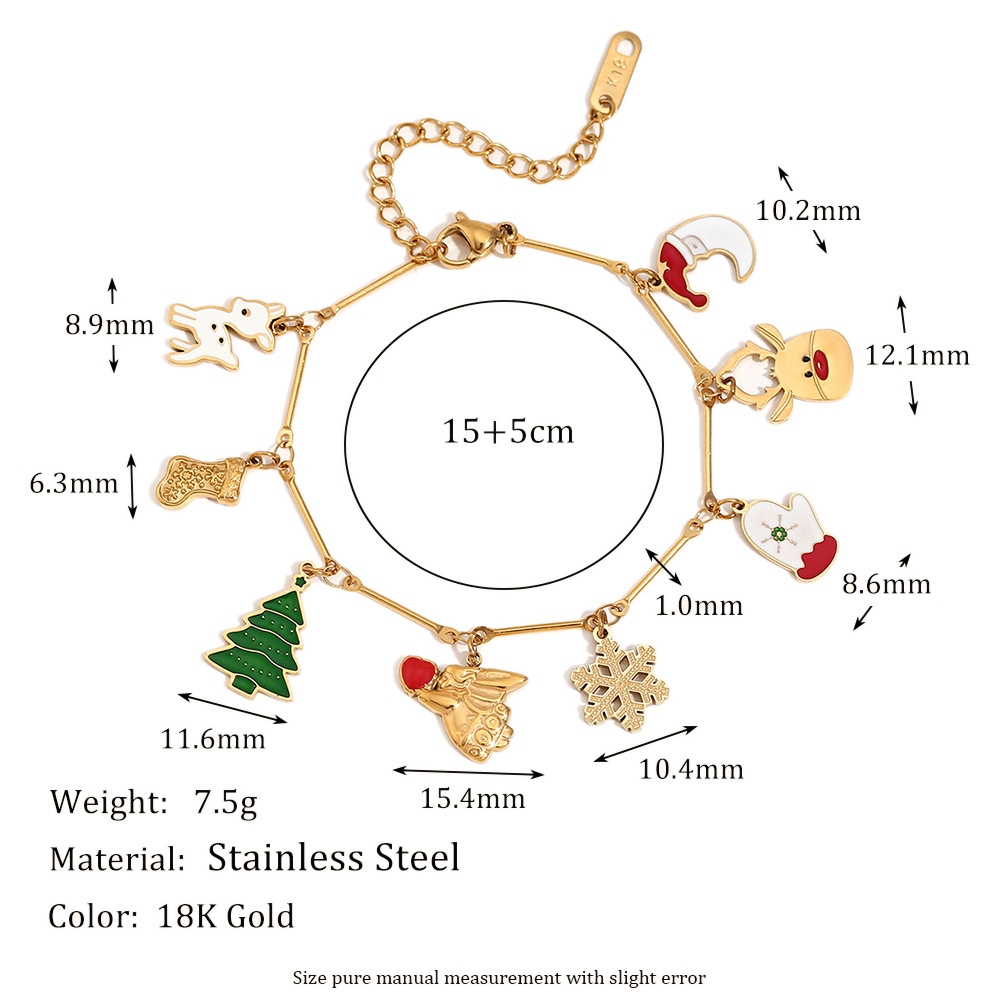 Joint hand chain christmas pendant bracelet-gold