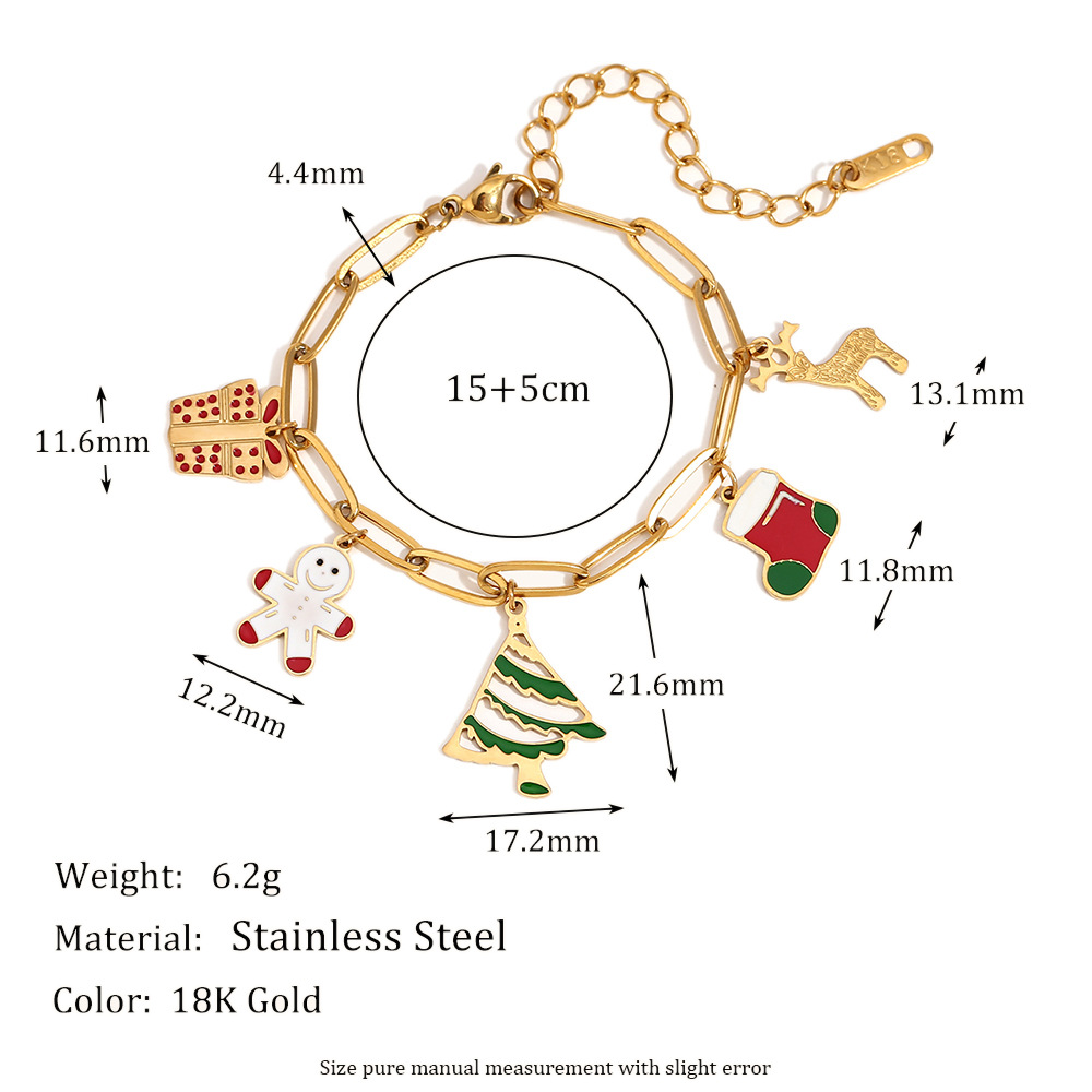 Paper pin chain christmas pendant bracelet-gold