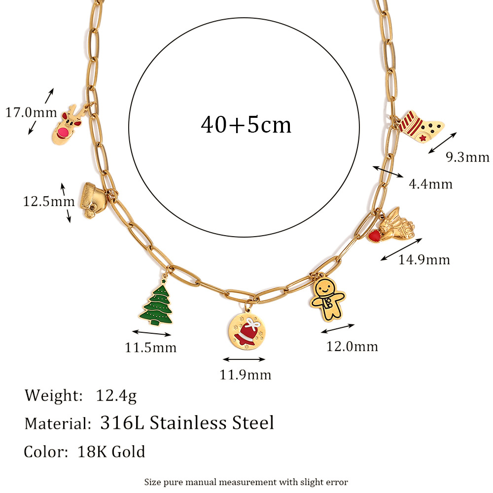 Paper pin chain christmas pendant necklace-gold