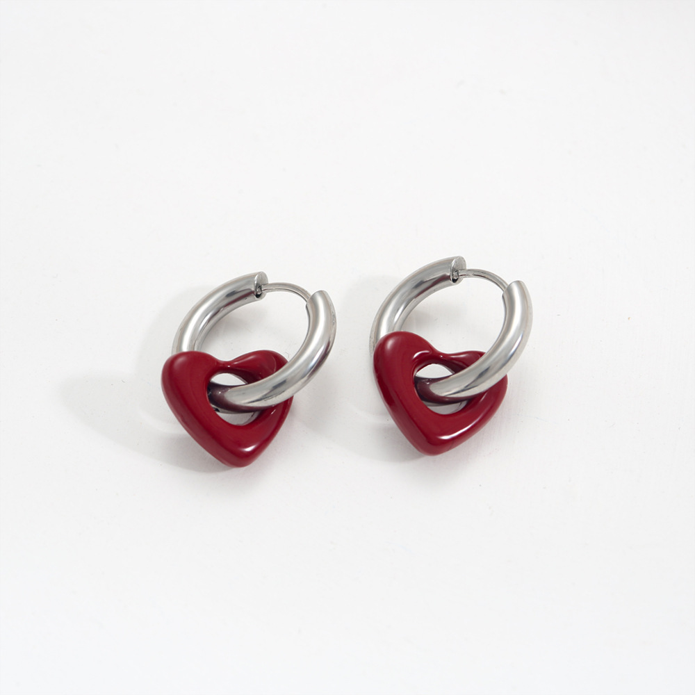 Red silver earrings