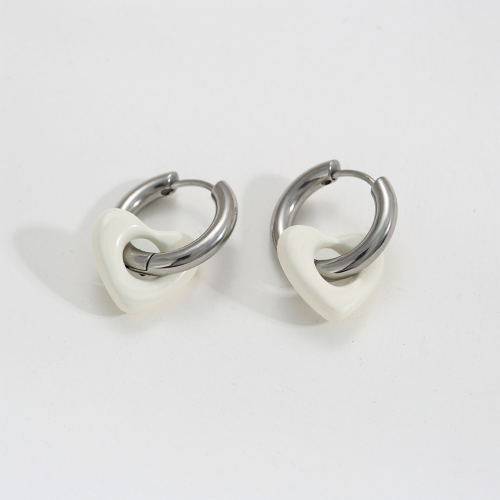 Cream white silver earrings