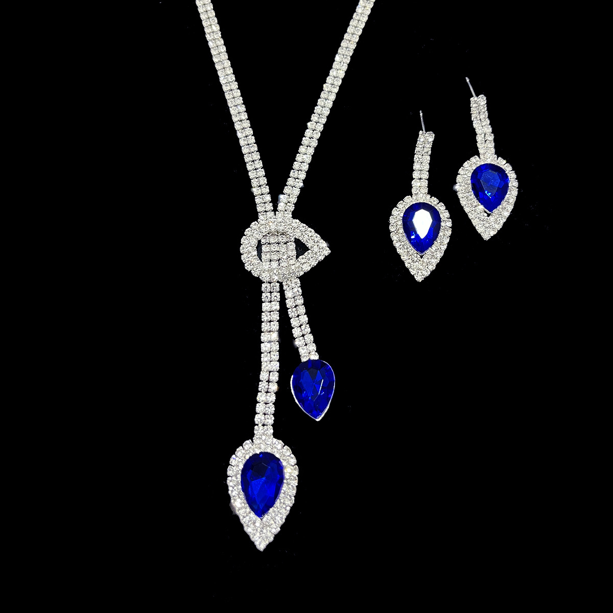 Necklace Earrings 2 Set Blue