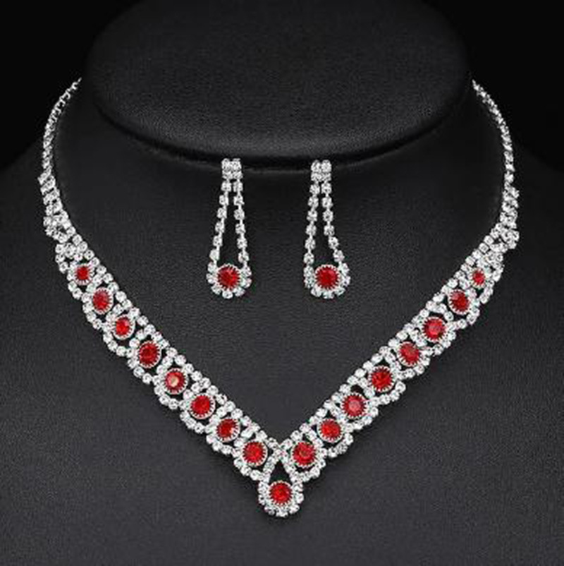 Red Bracelet 18cm earrings 2.8*0.8cm necklace 51*1.9cm