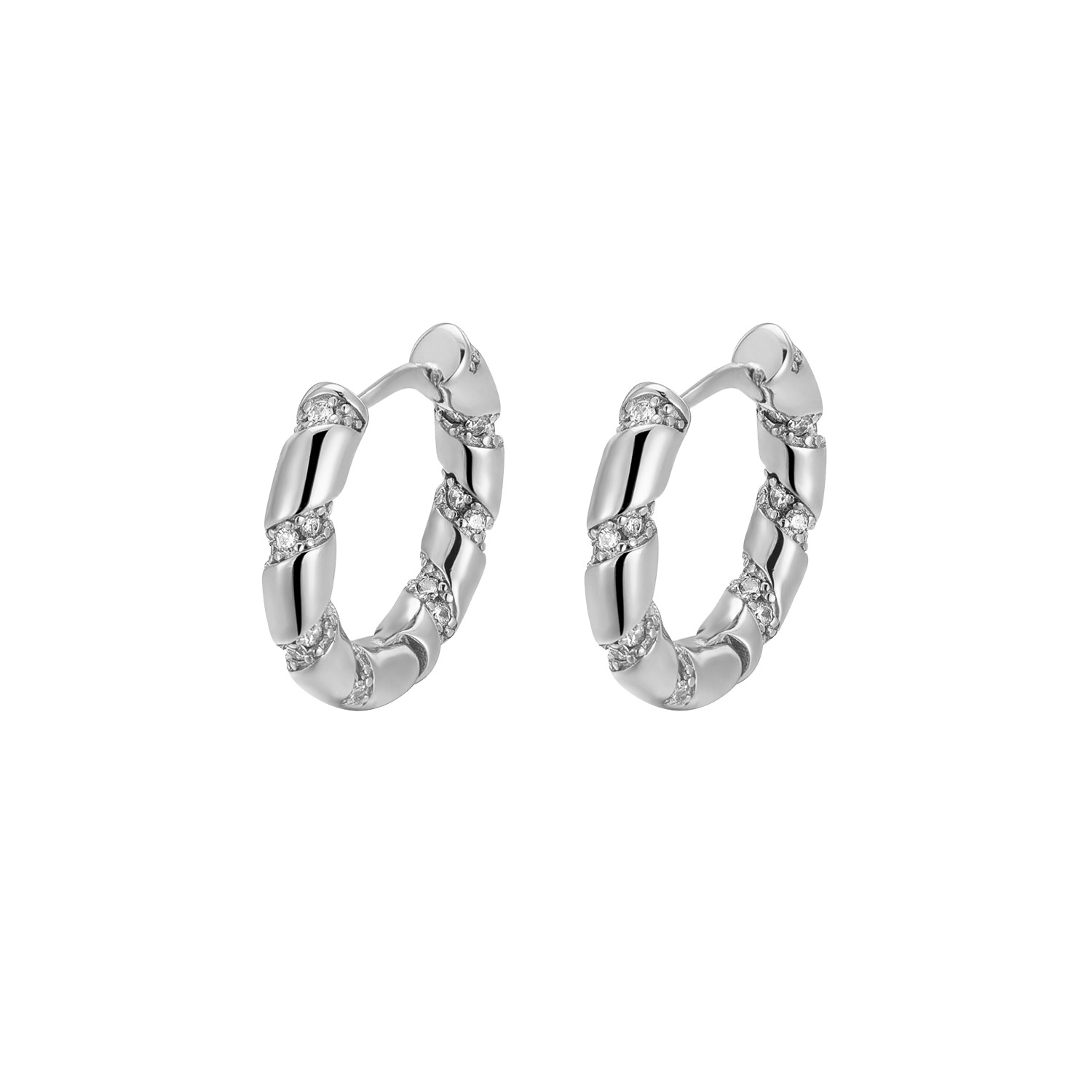 White Gold Circle Diamond Earrings