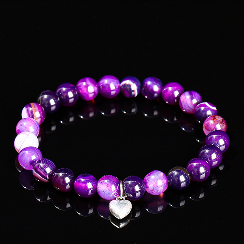 Purple stripe agate love bracelet