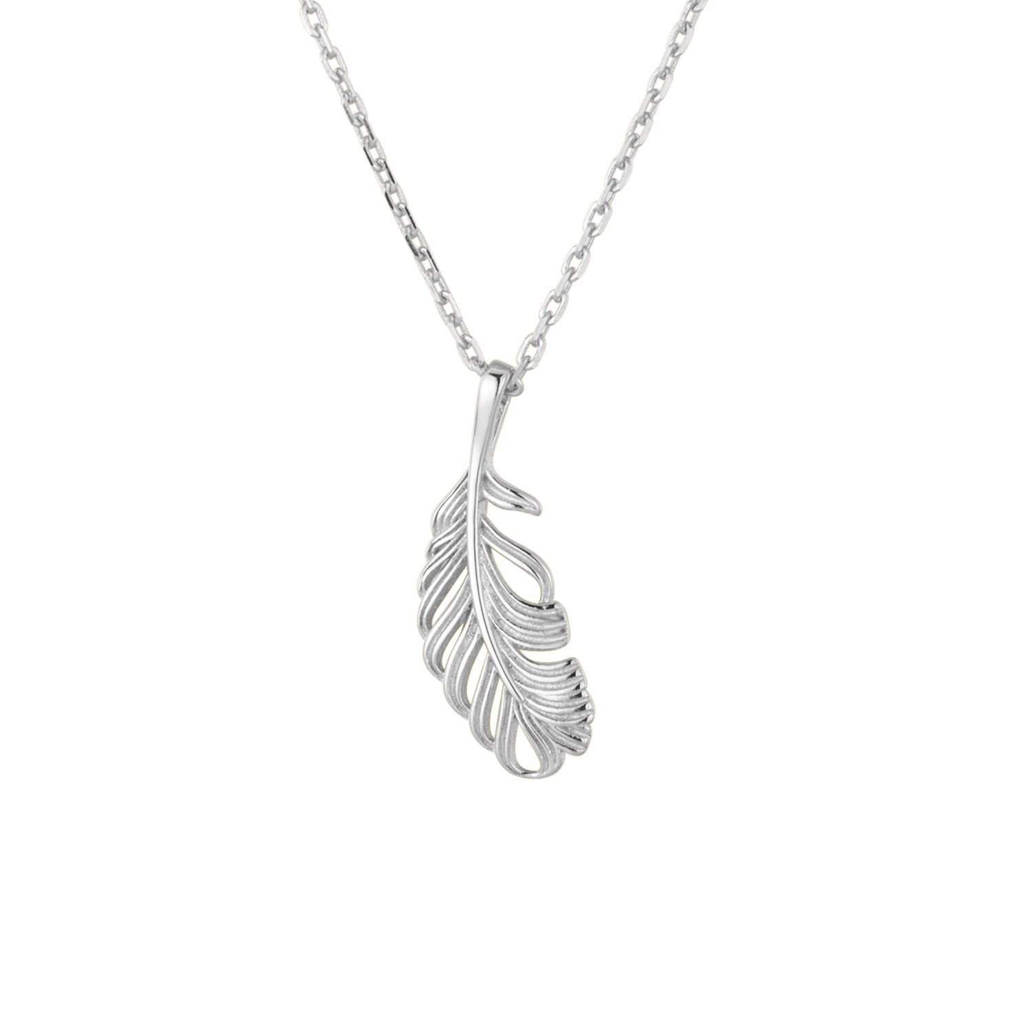 White gold feather necklace