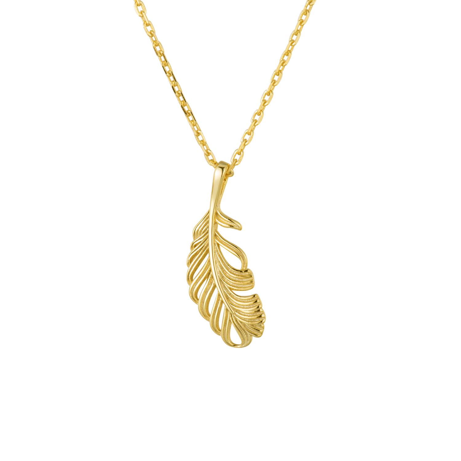 18K Gold Feather Necklace