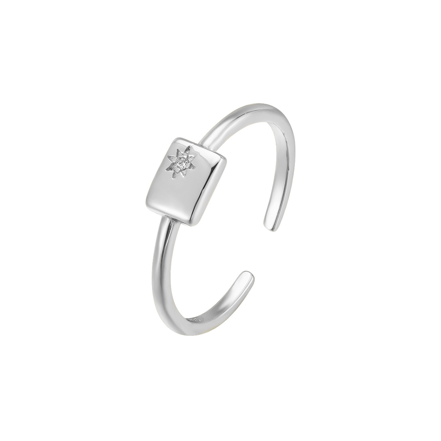 White gold square eight Mans star ring