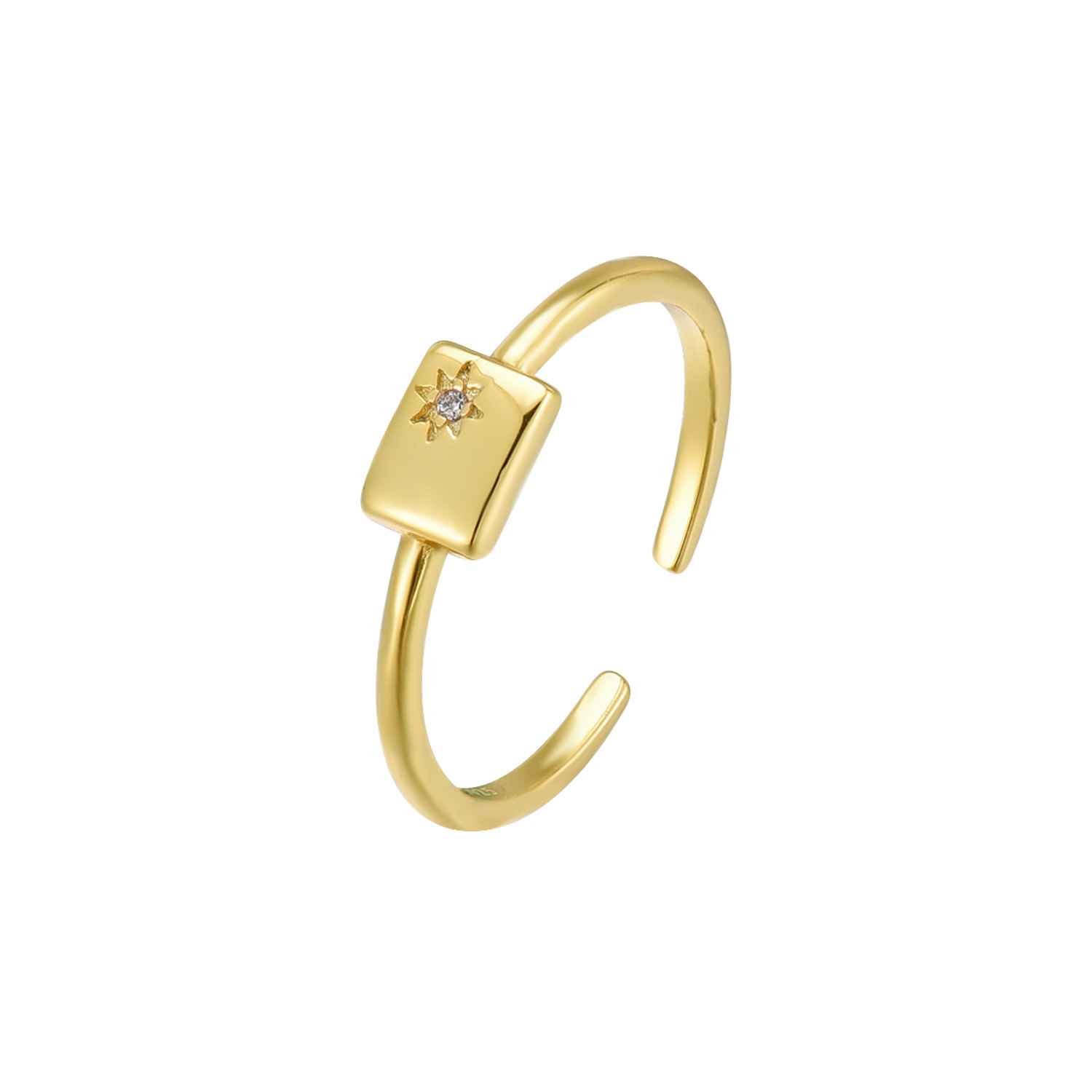 Gold Square Eight Mans Star Ring