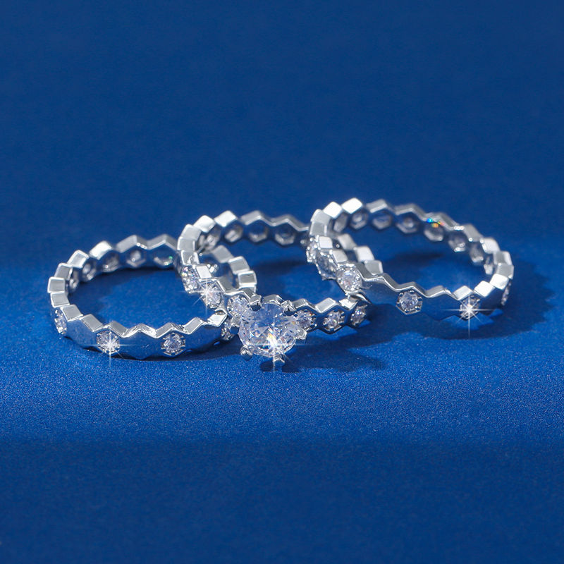 【hs】#One half circle diamond pair ring