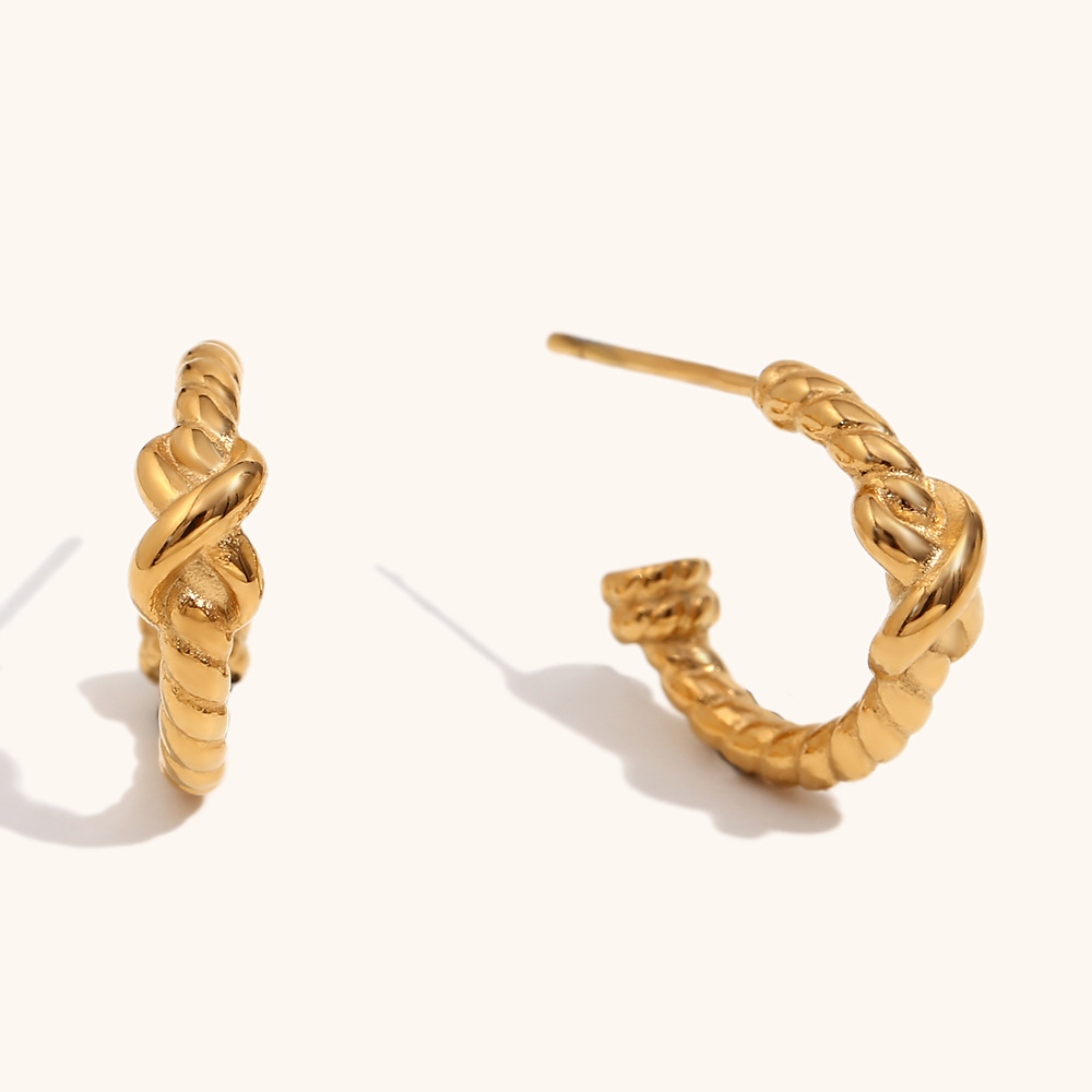 Spiral twisted small stud earrings-gold