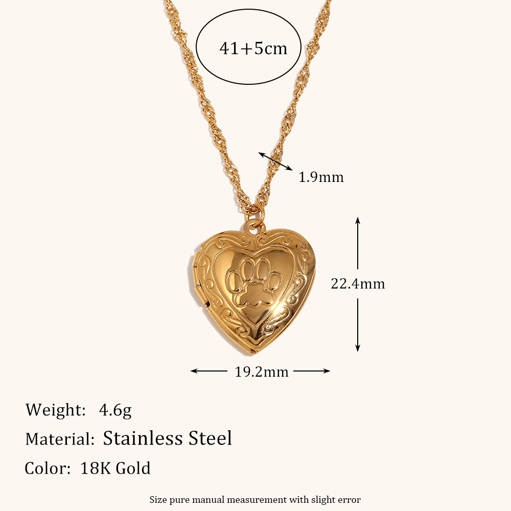 Wolf claw love photo box pendant necklace-gold