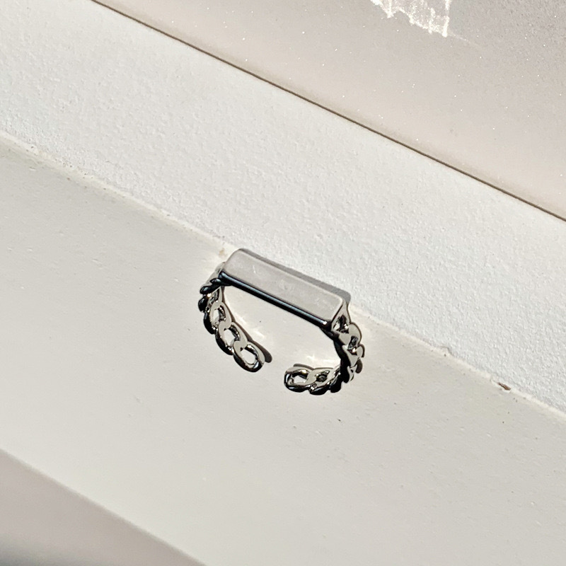 Blank bar chain ring (white gold)