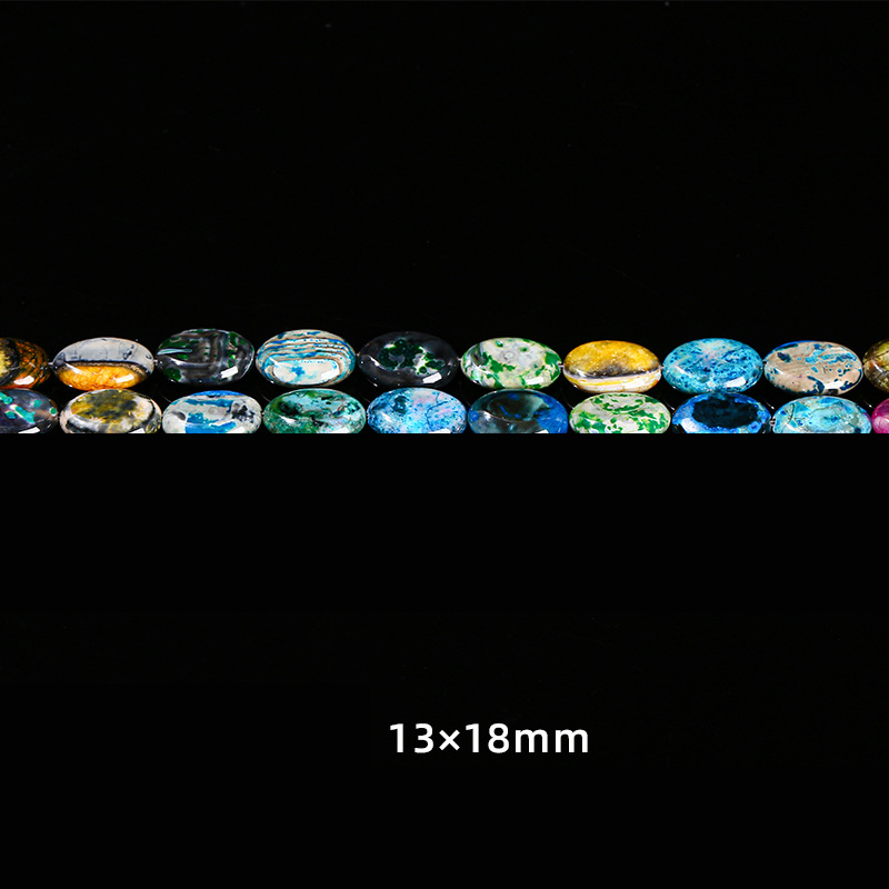 12 Colorful dragon pattern oval 13*18mm about 21 pieces