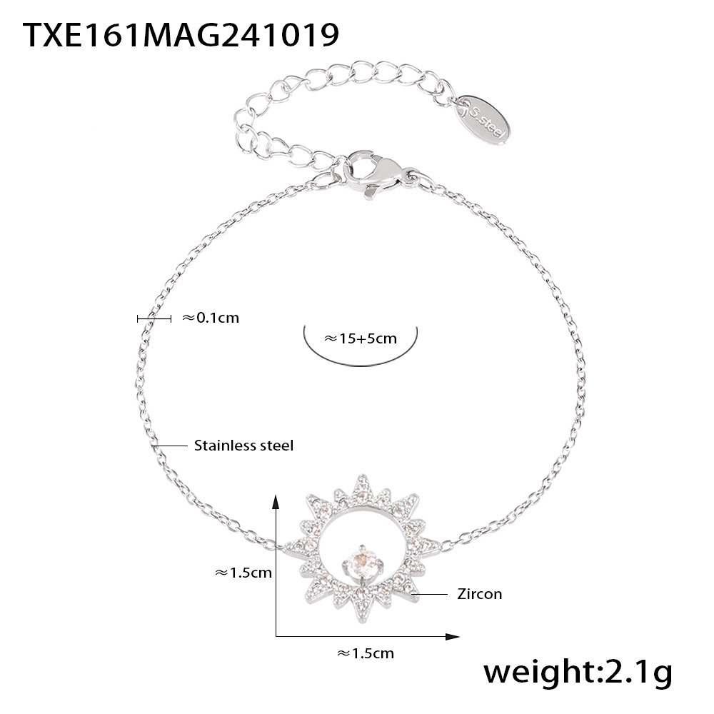 Txe161-steel color sunflower zirconia bracelet