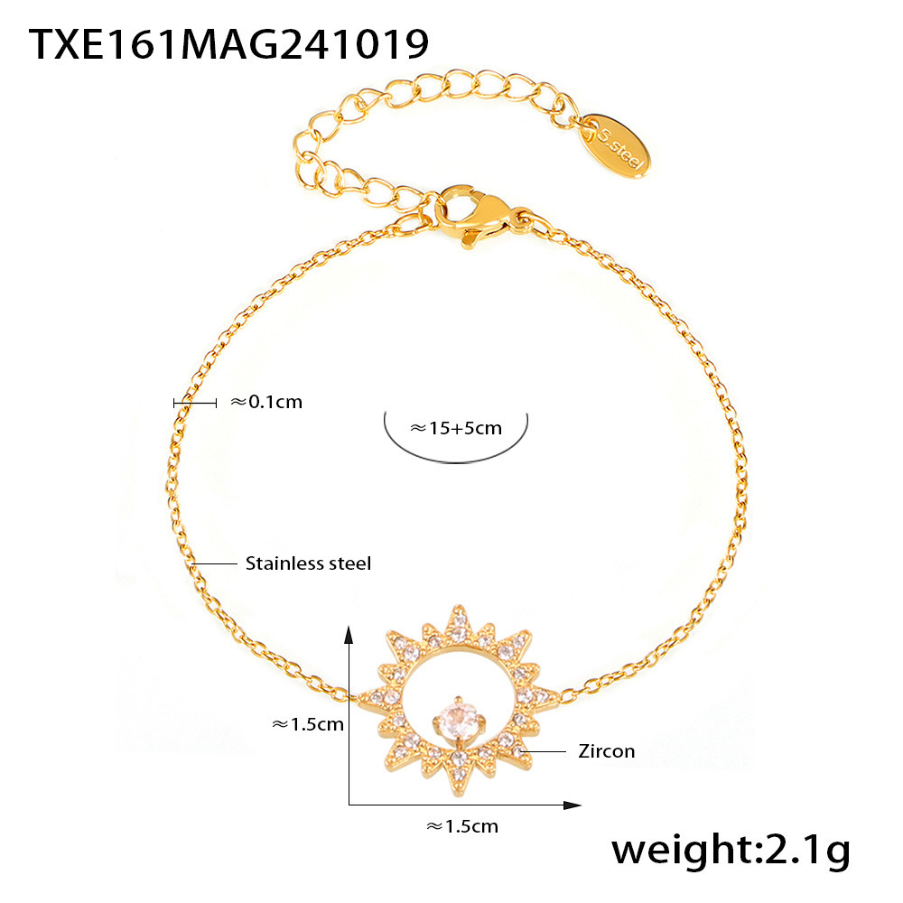 Txe161-gold sunflower zirconia bracelet