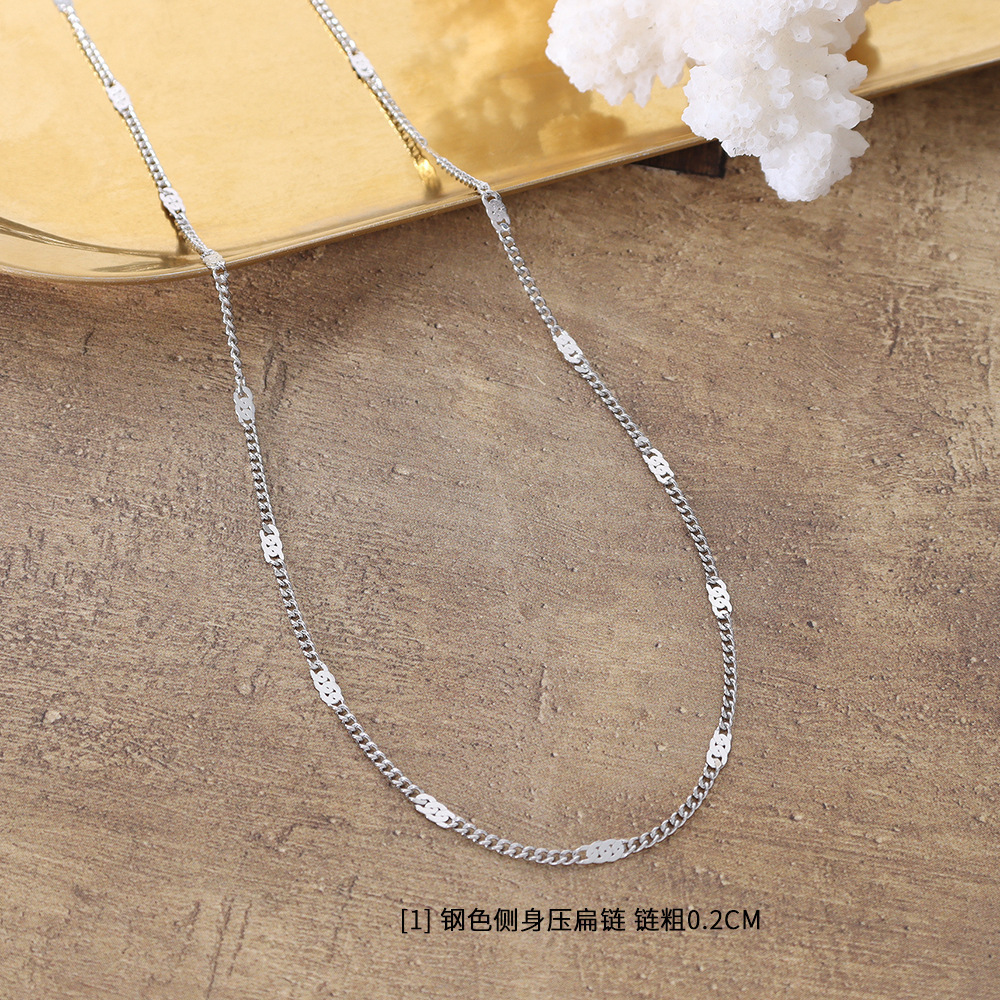 P1123-steel color sideways flattened chain-40+5cm