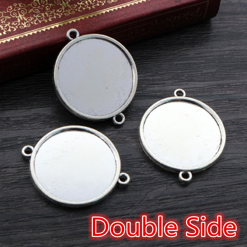 Double hole double sided - antique silver