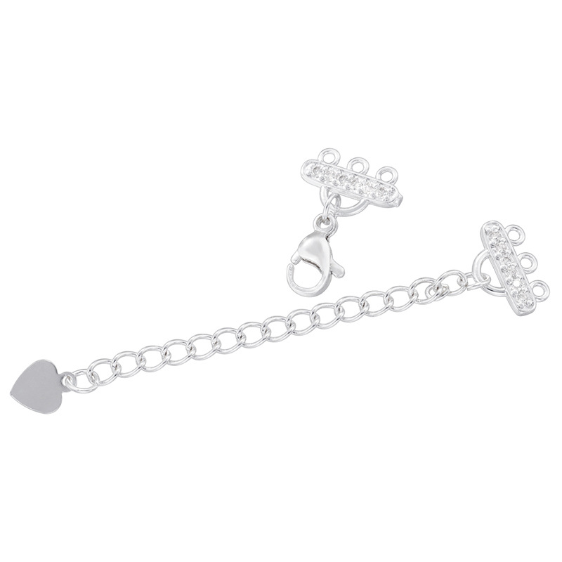 Vk248 white gold three rows lobster clasp