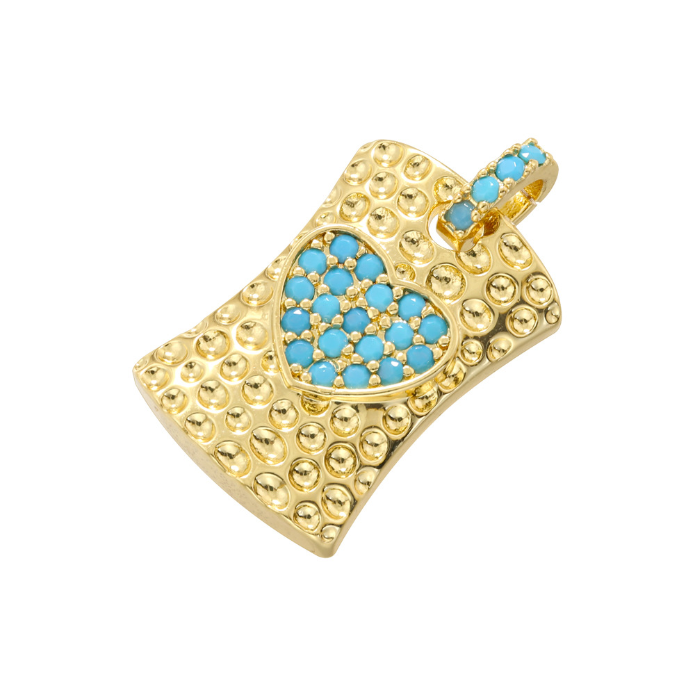 Golden turquoise square love pendant