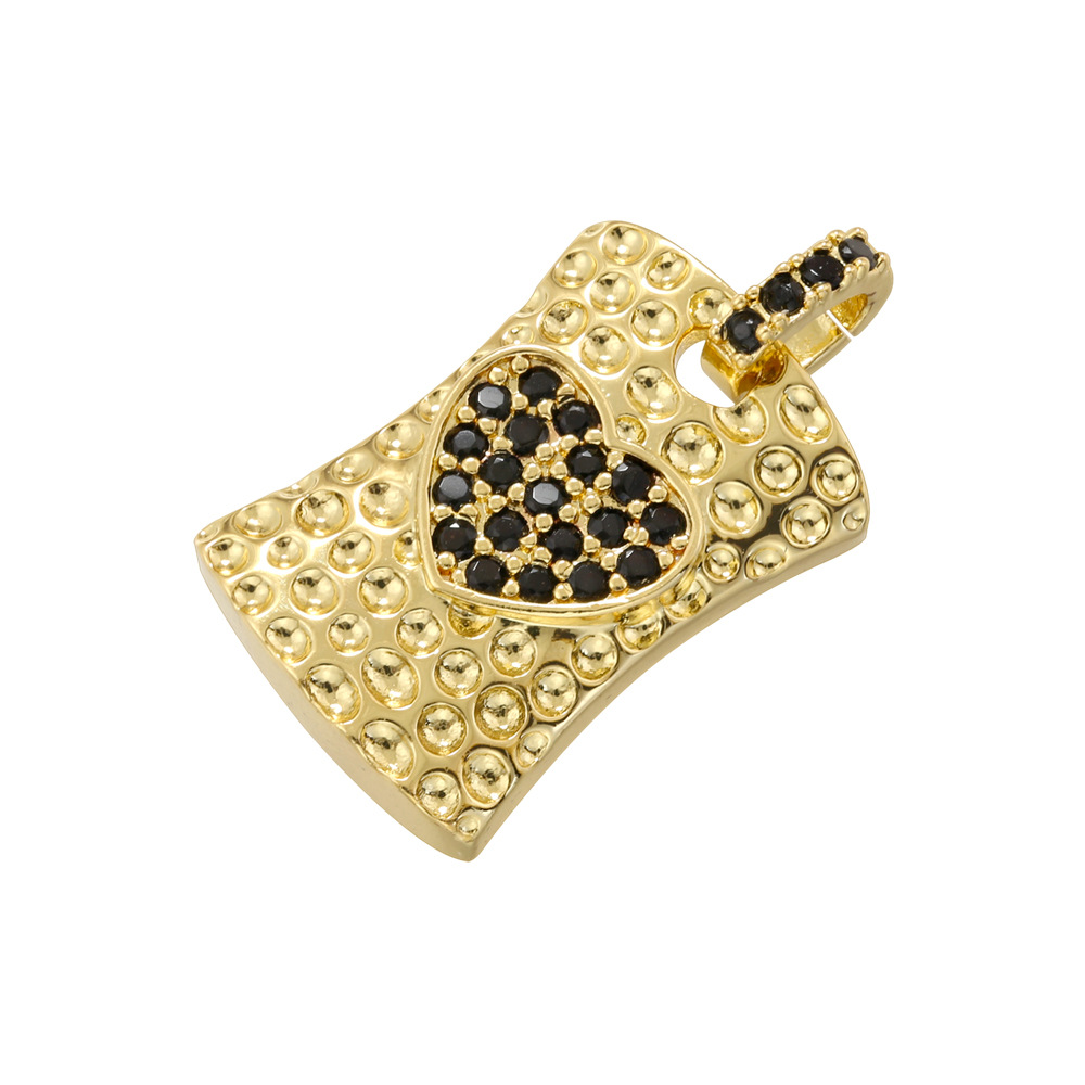 Golden black diamond square love pendant