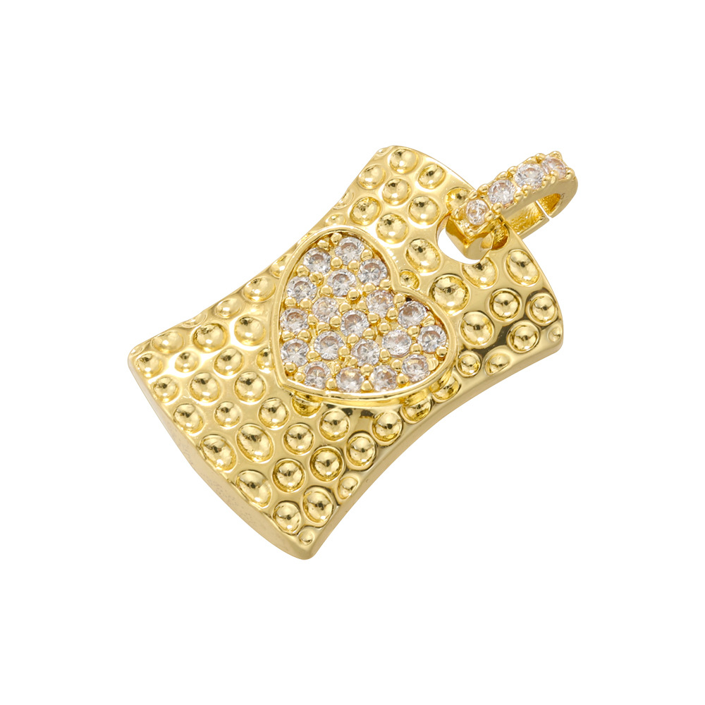 Golden white diamond square love pendant