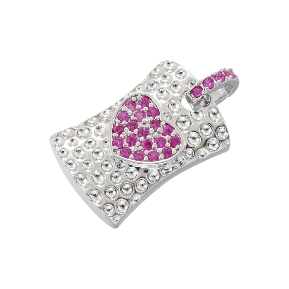 White gold rose diamond square love pendant