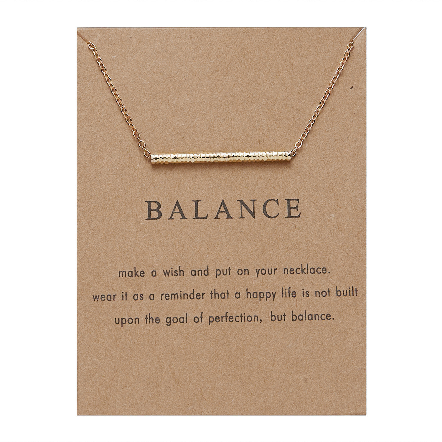 Paper card balance beam necklace