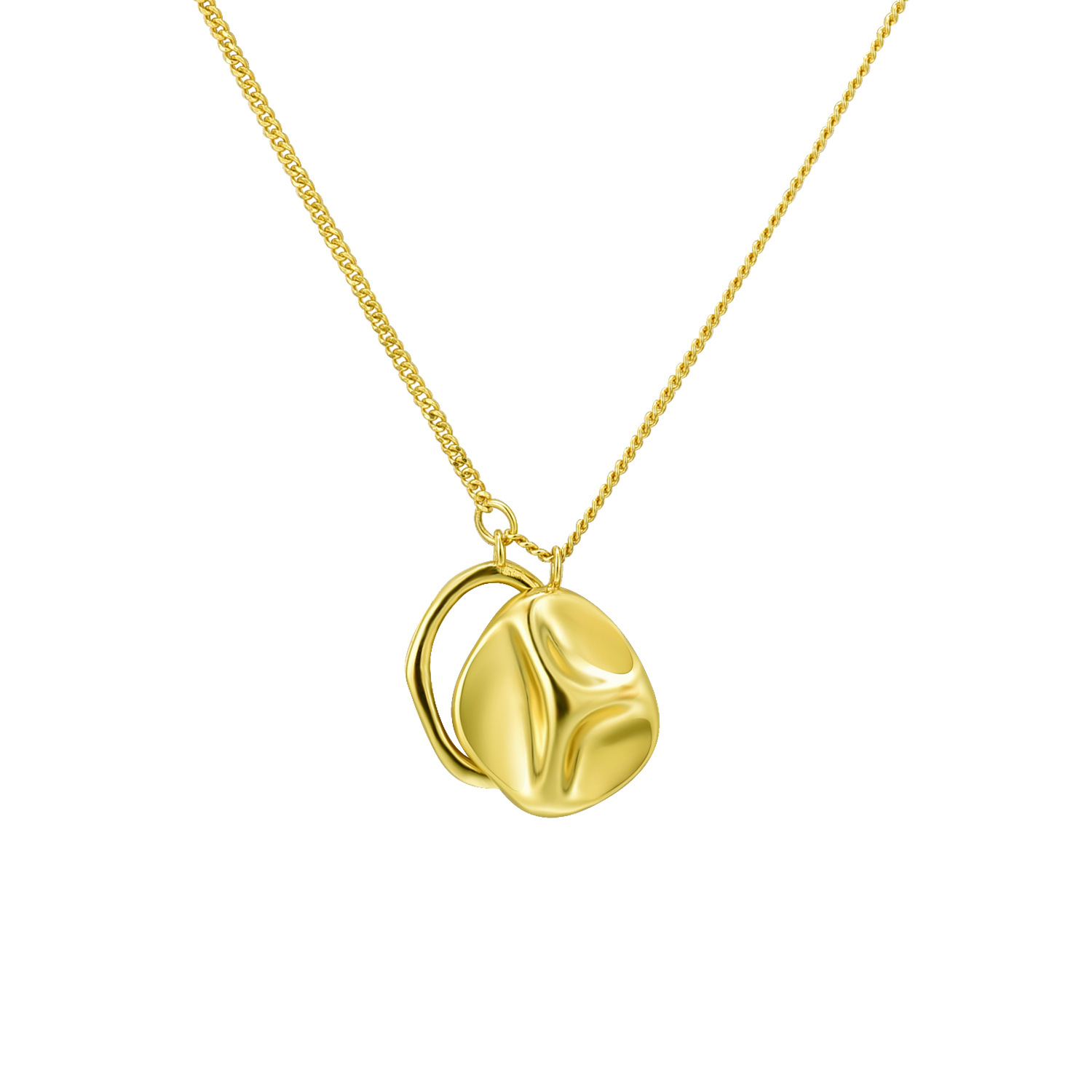 Gold Ring Round Brand Necklace