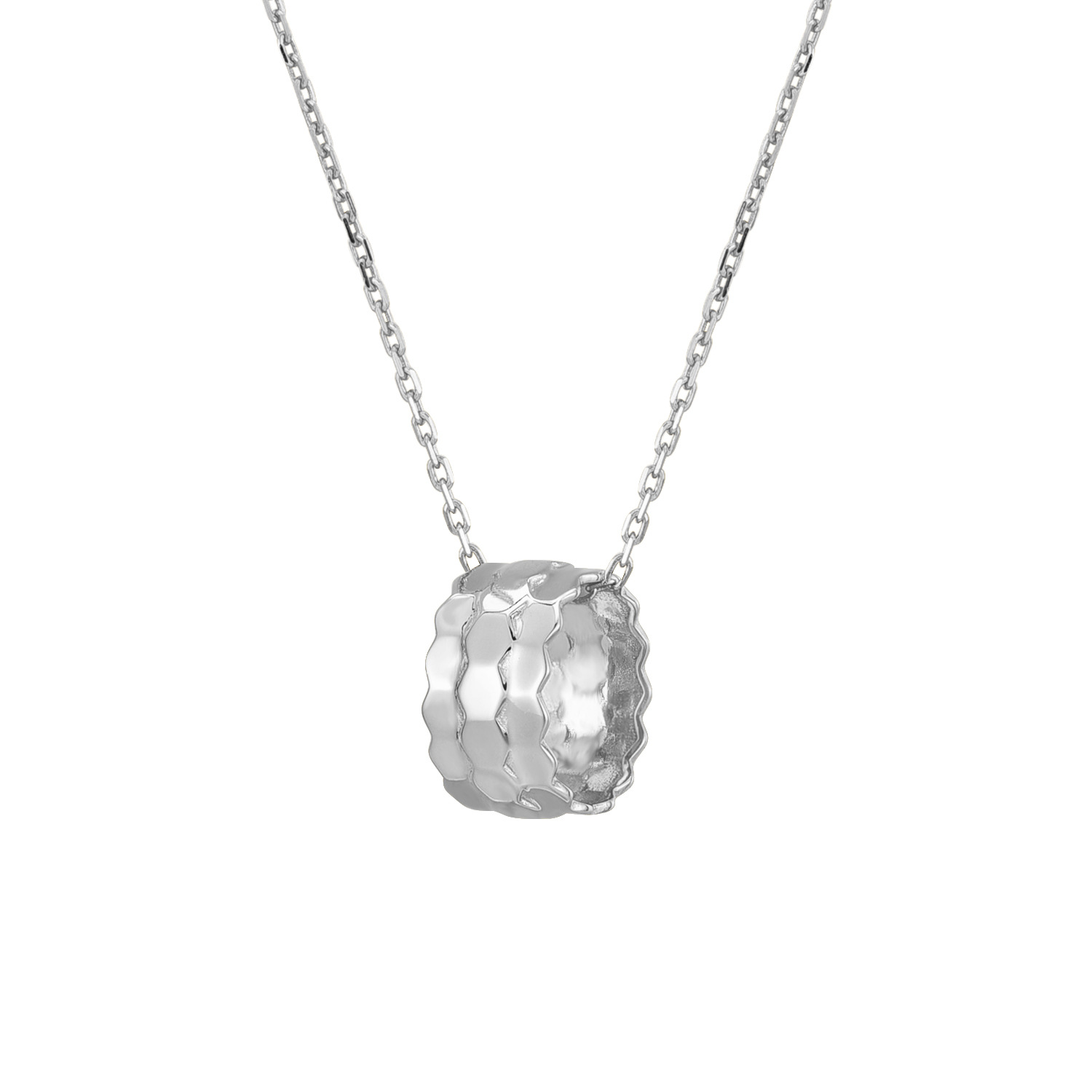 White Gold Wave Check Necklace