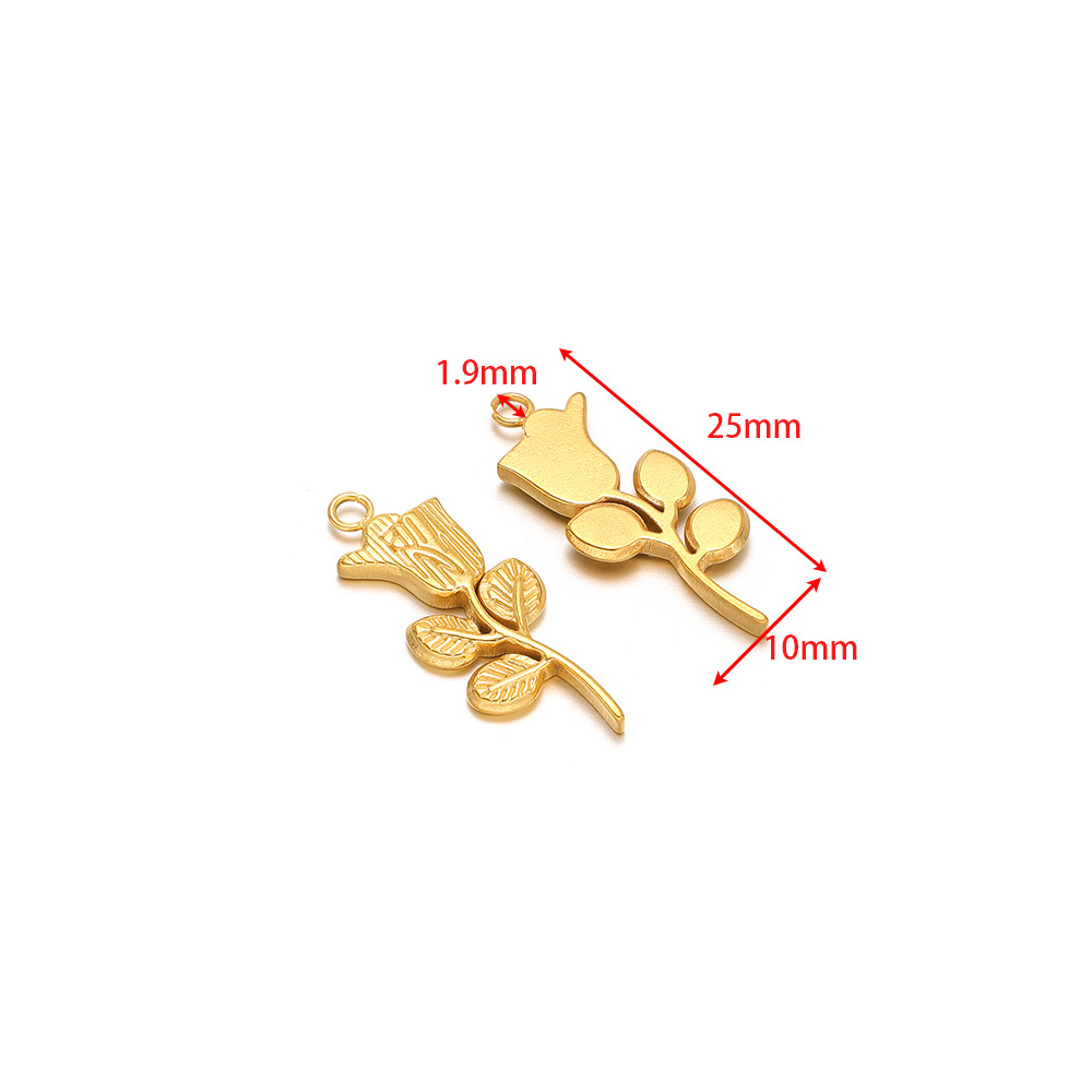 10*25mm rose pendant inner 1.9mm single hole gold