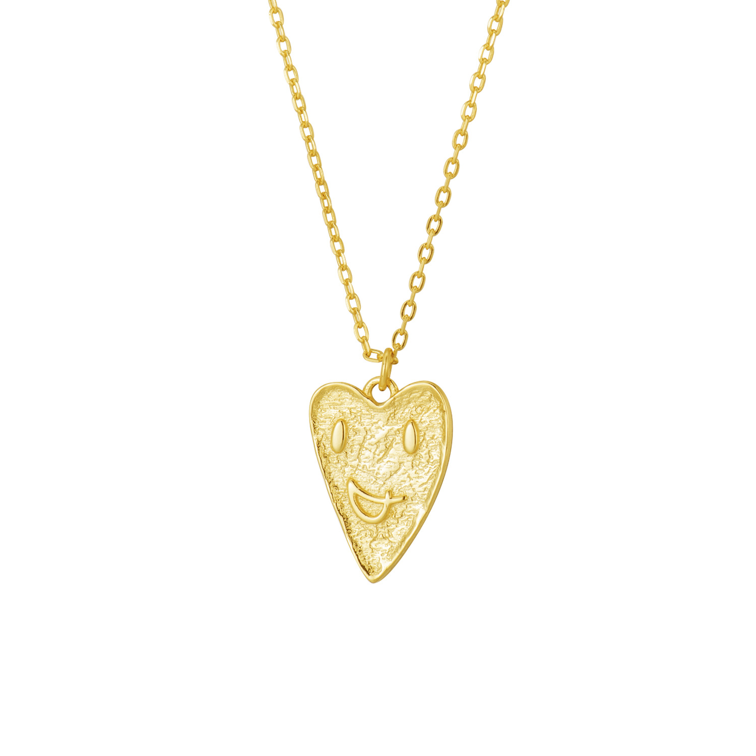 Gold irregular smiley love necklace