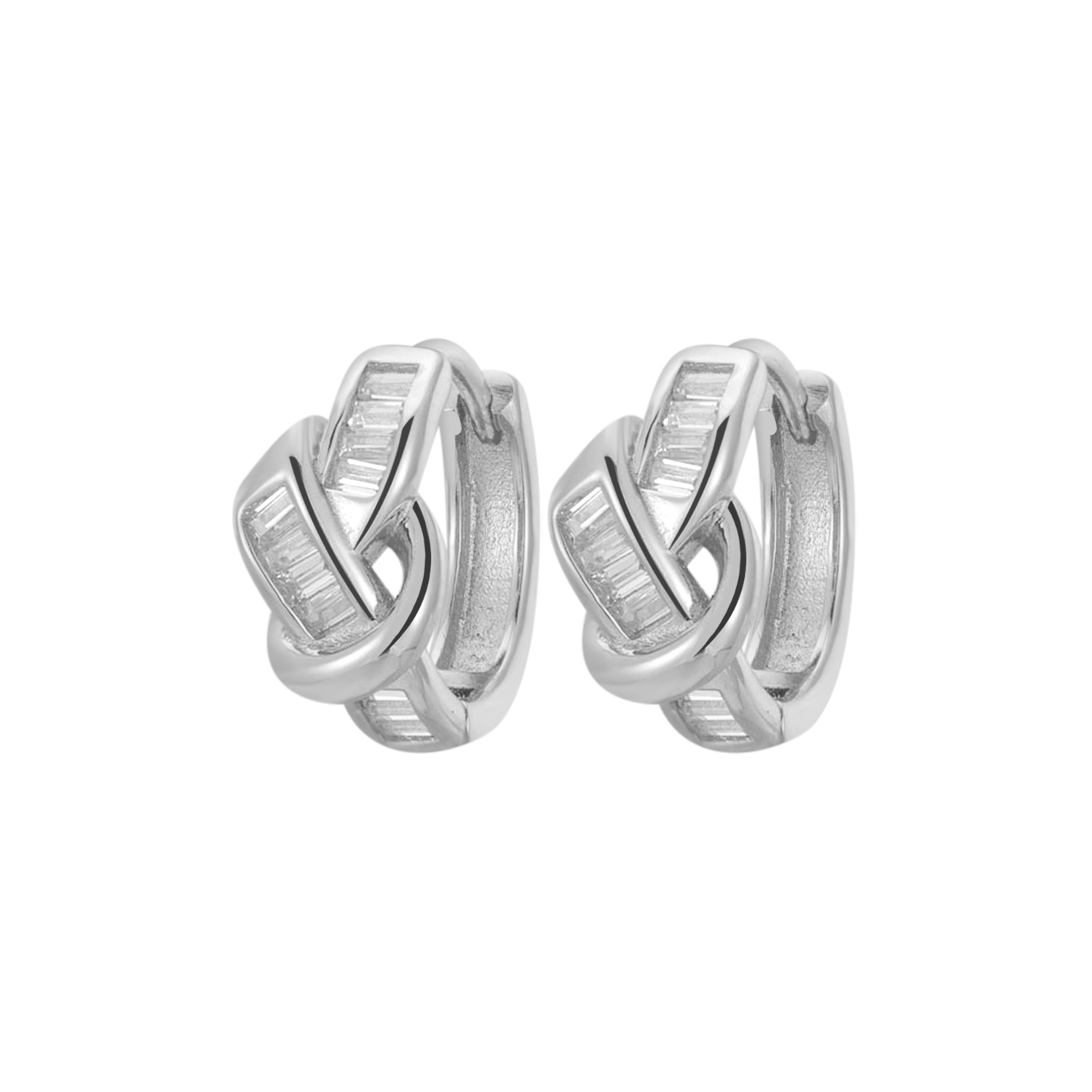 White Gold zircon knot earrings