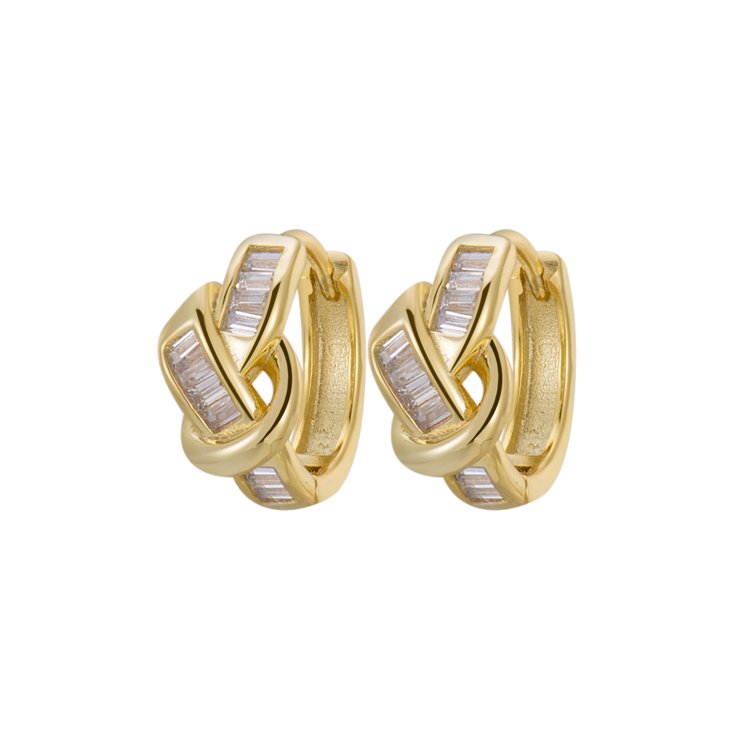 Golden zircon knot earrings