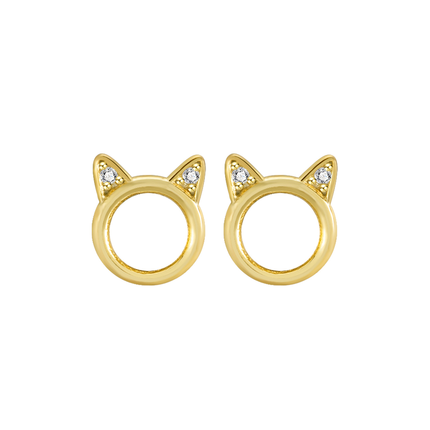 Gold Cat Stud Earrings