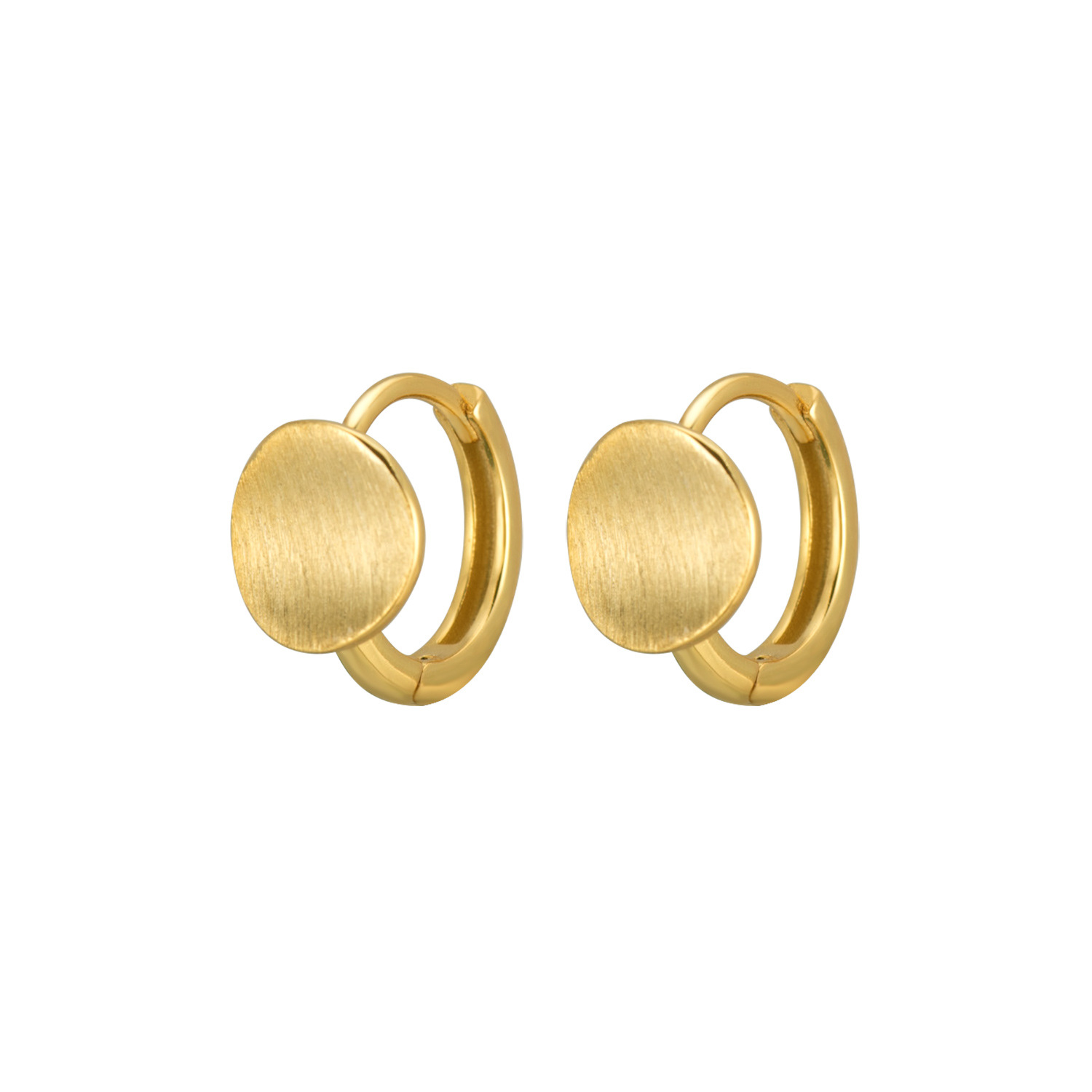 Yellow Gold Silk Round Earrings