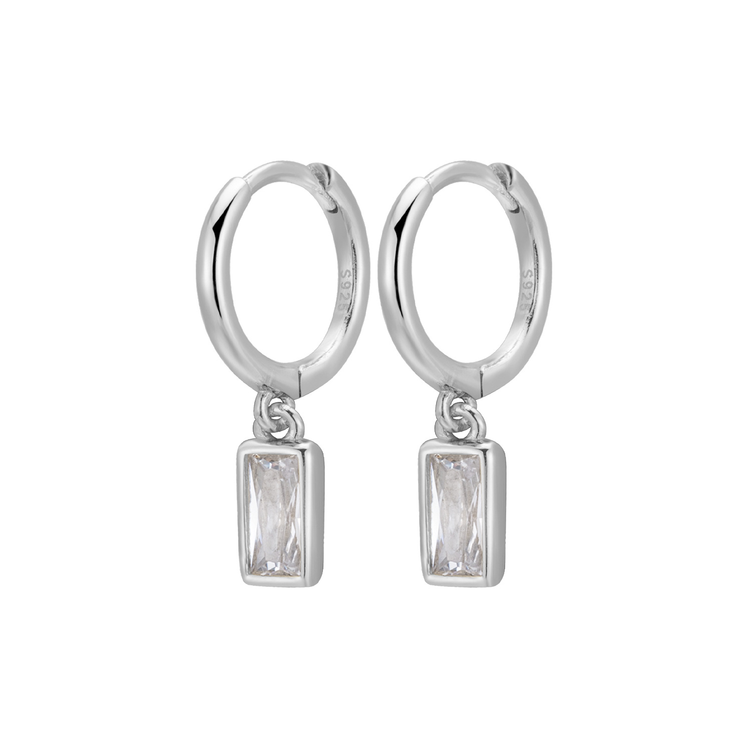 White gold geometric square earrings