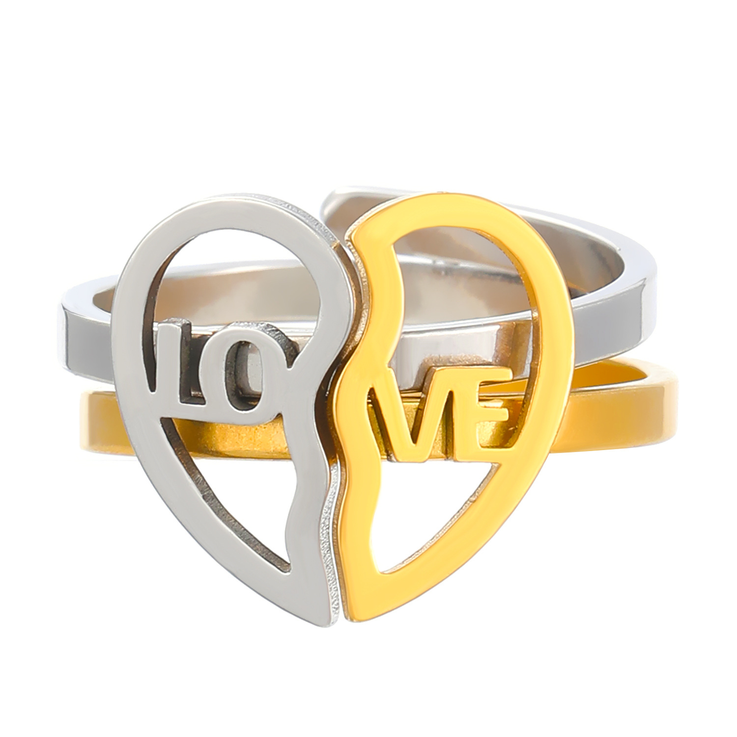 Steel color + 18K gold hollow love 7007