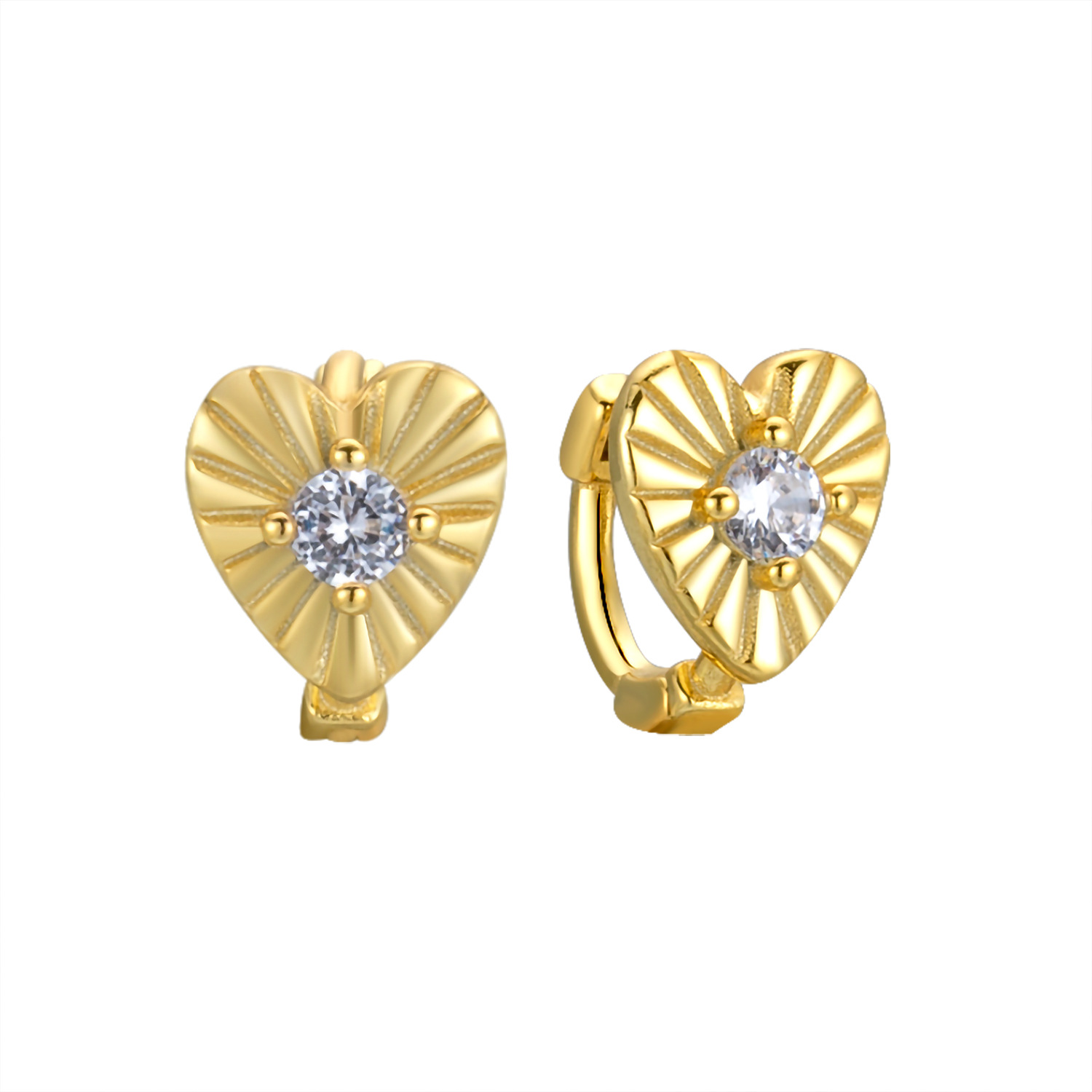 Gold love three-dimensional earrings