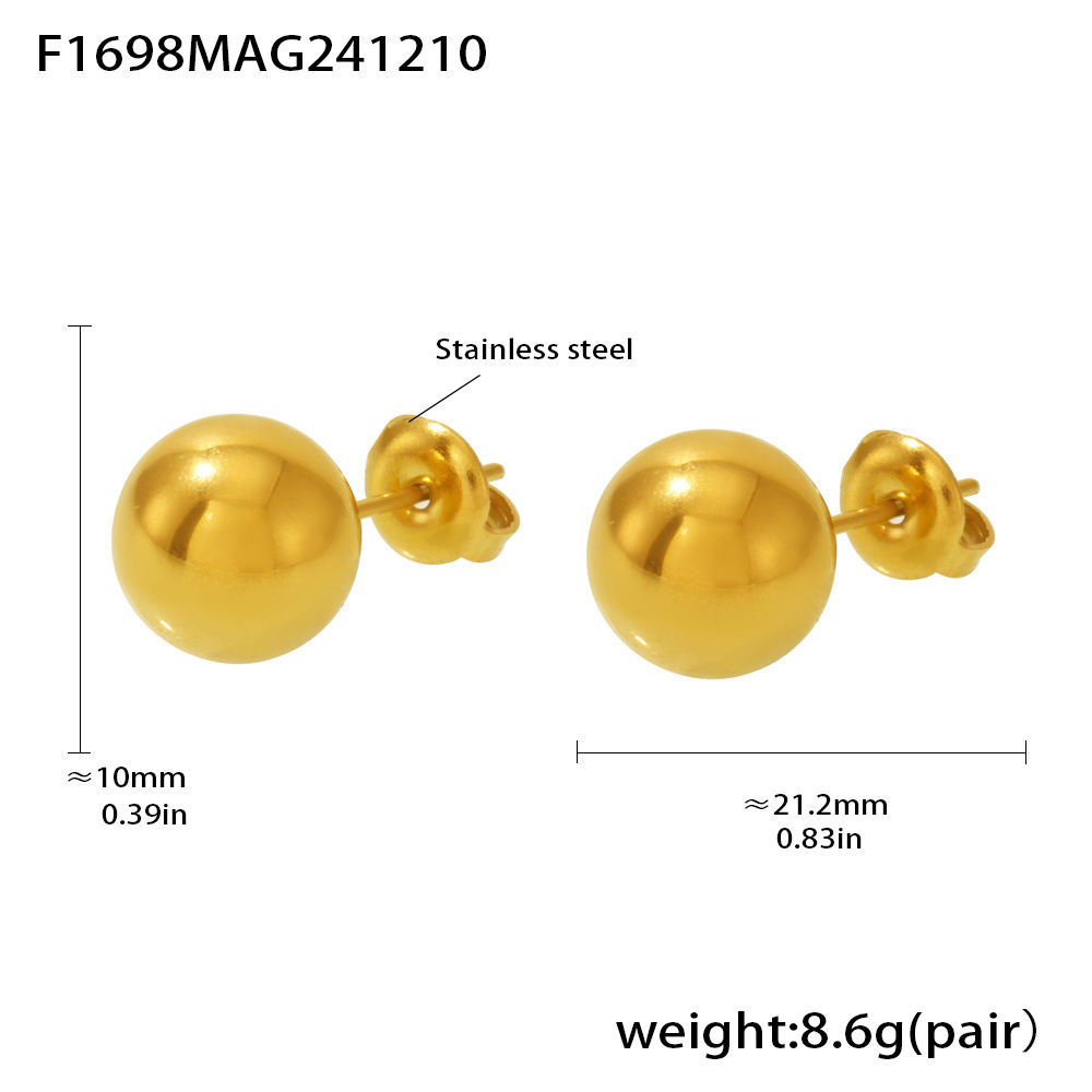 F1698-gold hollow steel ball earrings