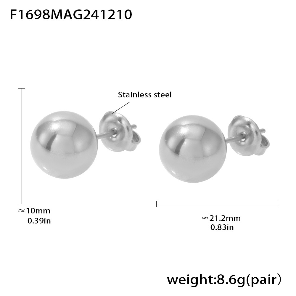 F1698-steel color hollow steel ball earrings