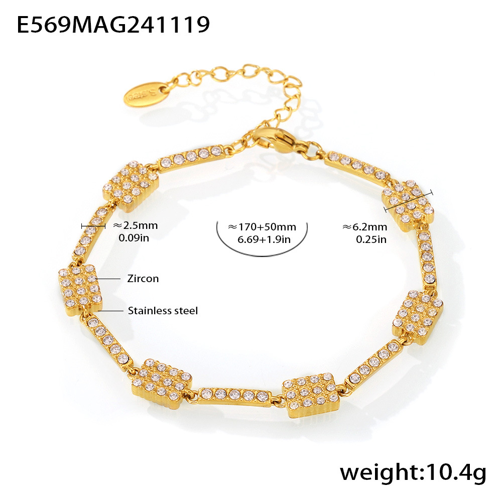 E569-gold diamond zircon bracelet