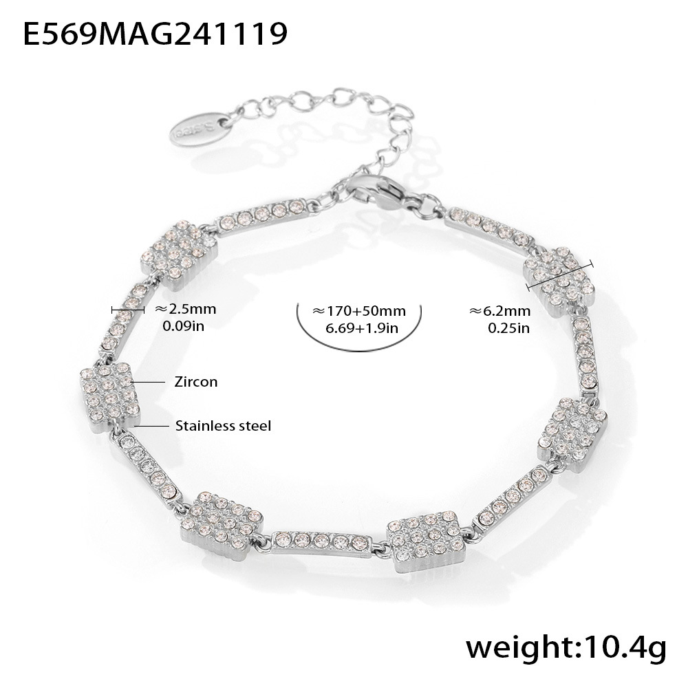 E569-steel color diamond zircon bracelet