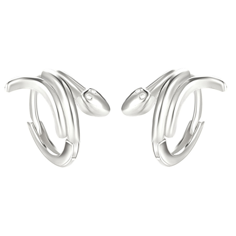 A pair of white gold snake earrings